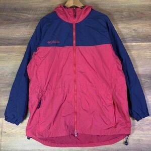Columbia Women's Hooded Jacket Large Red Blue Windbreaker